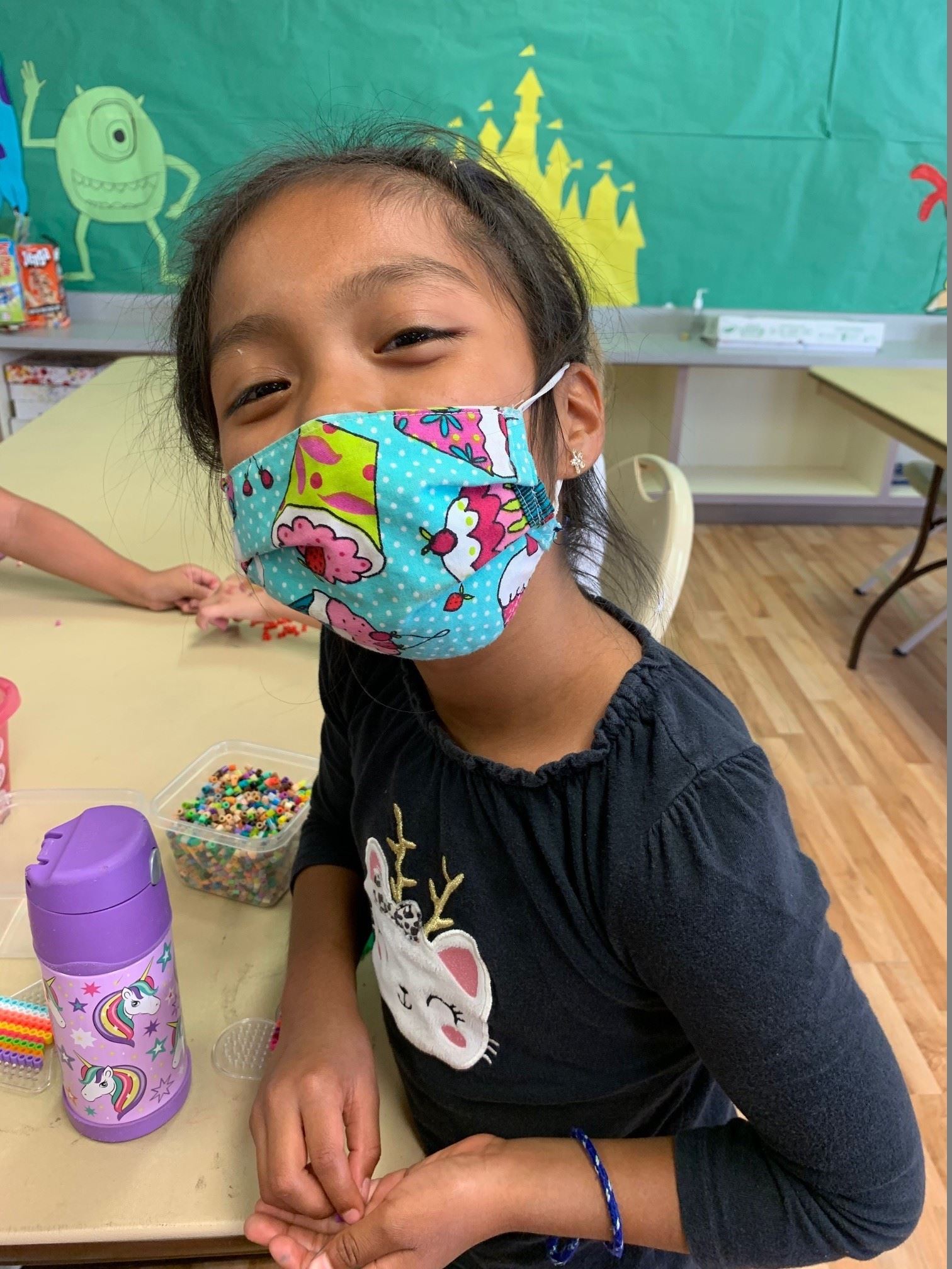 Distance Learning Kid with Mask