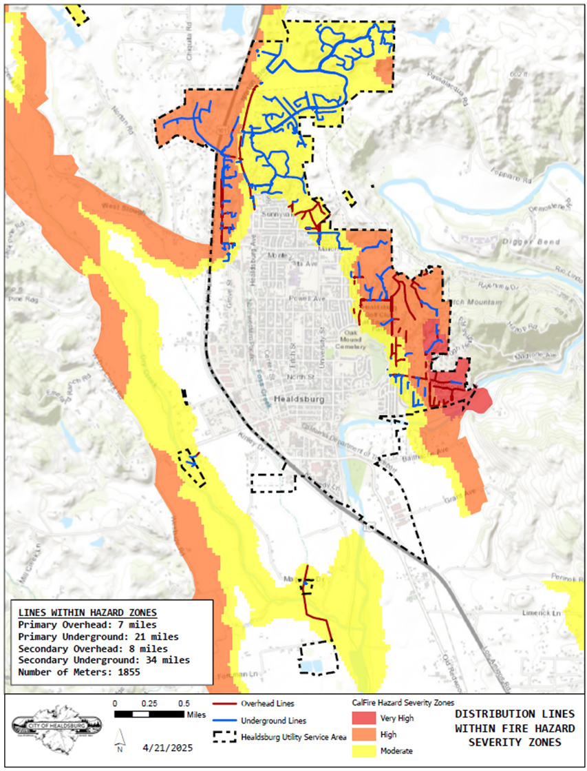 healdsburg wildfire zone distribution lines map